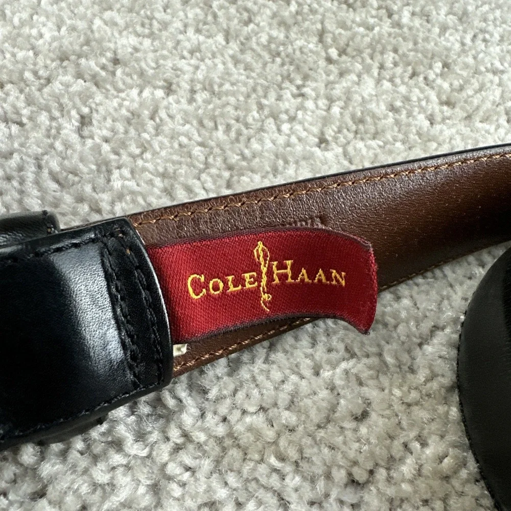 Cole‎ Haan Black Leather Belt Brass Buckle Men's Size 40 / 100